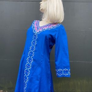 Vintage India Embroidered Tunic Midi Dress